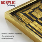 Golden Abstract Artistic Shapes Art Acrylic Floating Wall Painting Set Of 2 - Decor Mantra 
