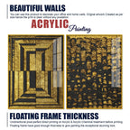 Golden Abstract Artistic Shapes Art Acrylic Floating Wall Painting Set Of 2 - Decor Mantra 