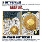Circular Golden Pattern Acrylic Floating Wall Painting Set of 2 - Decor Mantra 