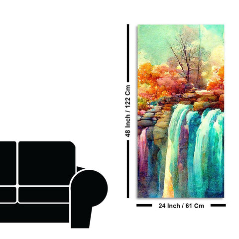 Beautiful Landscape Waterfall Scenery Canvas Wall Painting - Decor Mantra 