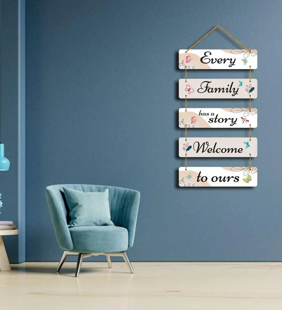 Welcome Home Quote Decorative Wall Art MDF Wooden Wall Hanger for Living Room | Bedroom | Gifts | Decorative Items for Home | Artworks Wall Hangings Ornaments (WH_6203N) (Multi 3) - Decor Mantra 