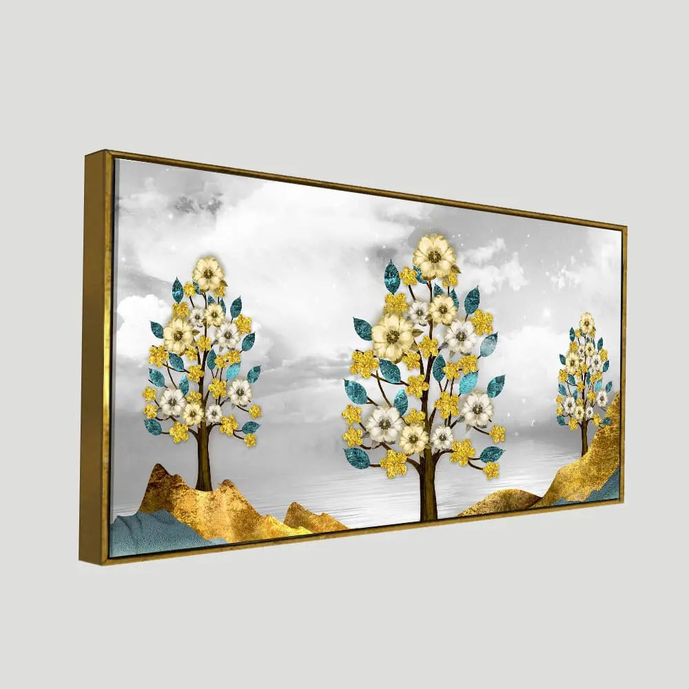 Unique Golden Trees Canvas Wall Painting DECORMANTRA