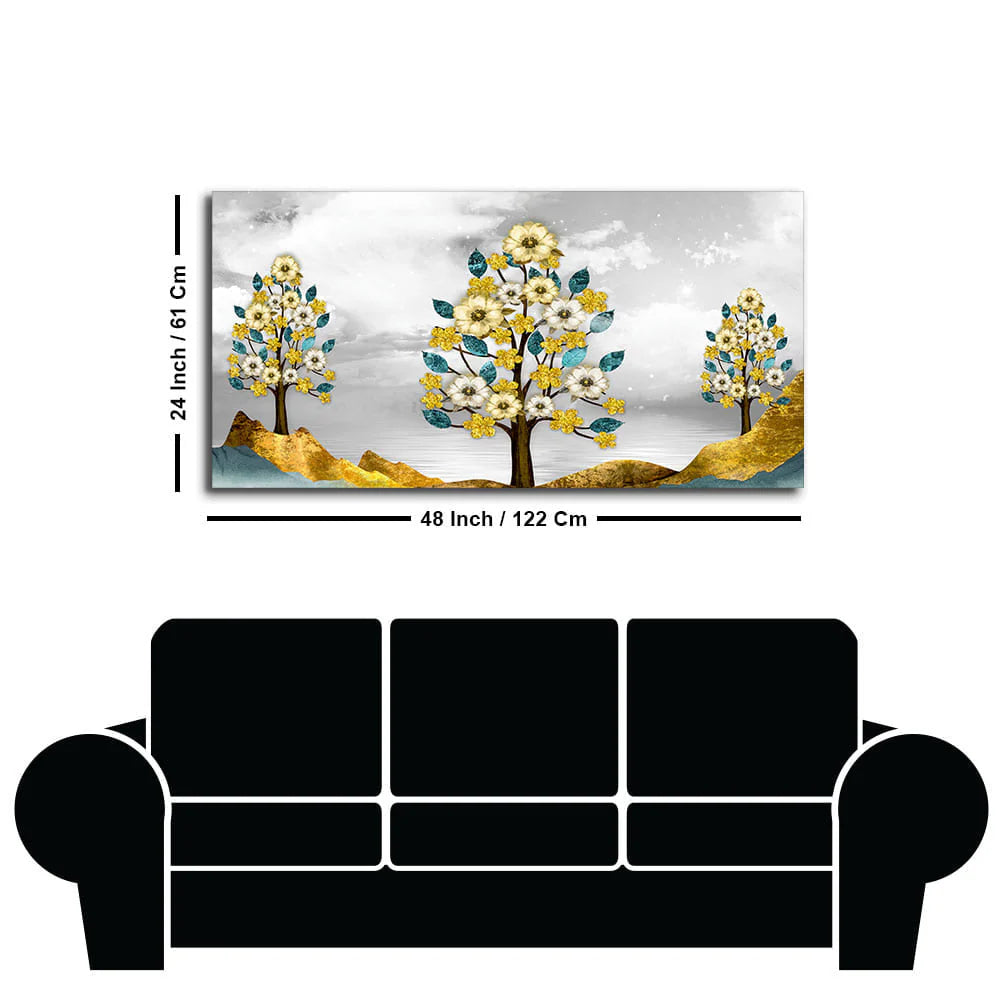 Unique Golden Trees Canvas Wall Painting DECORMANTRA