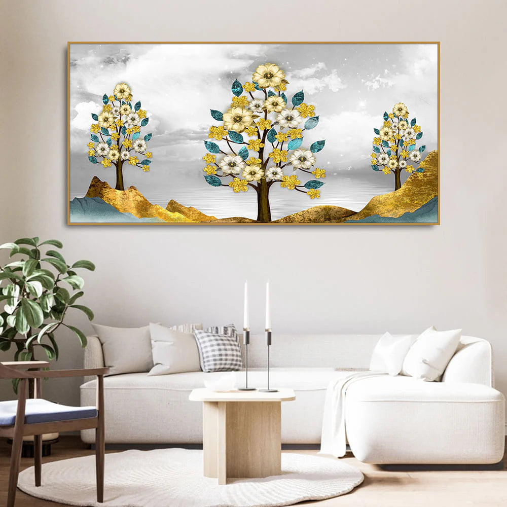 Unique Golden Trees Canvas Wall Painting DECORMANTRA