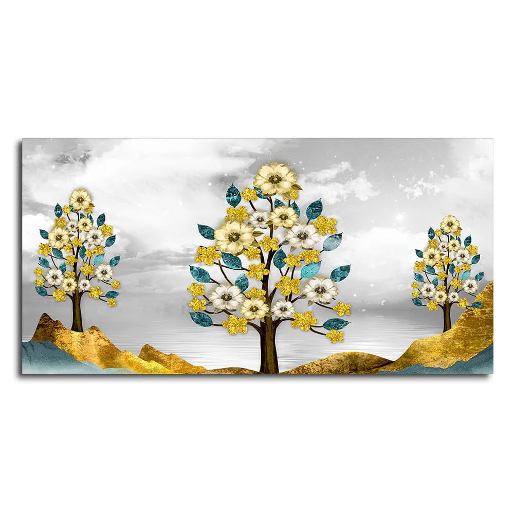 Unique Golden Trees Canvas Wall Painting DECORMANTRA
