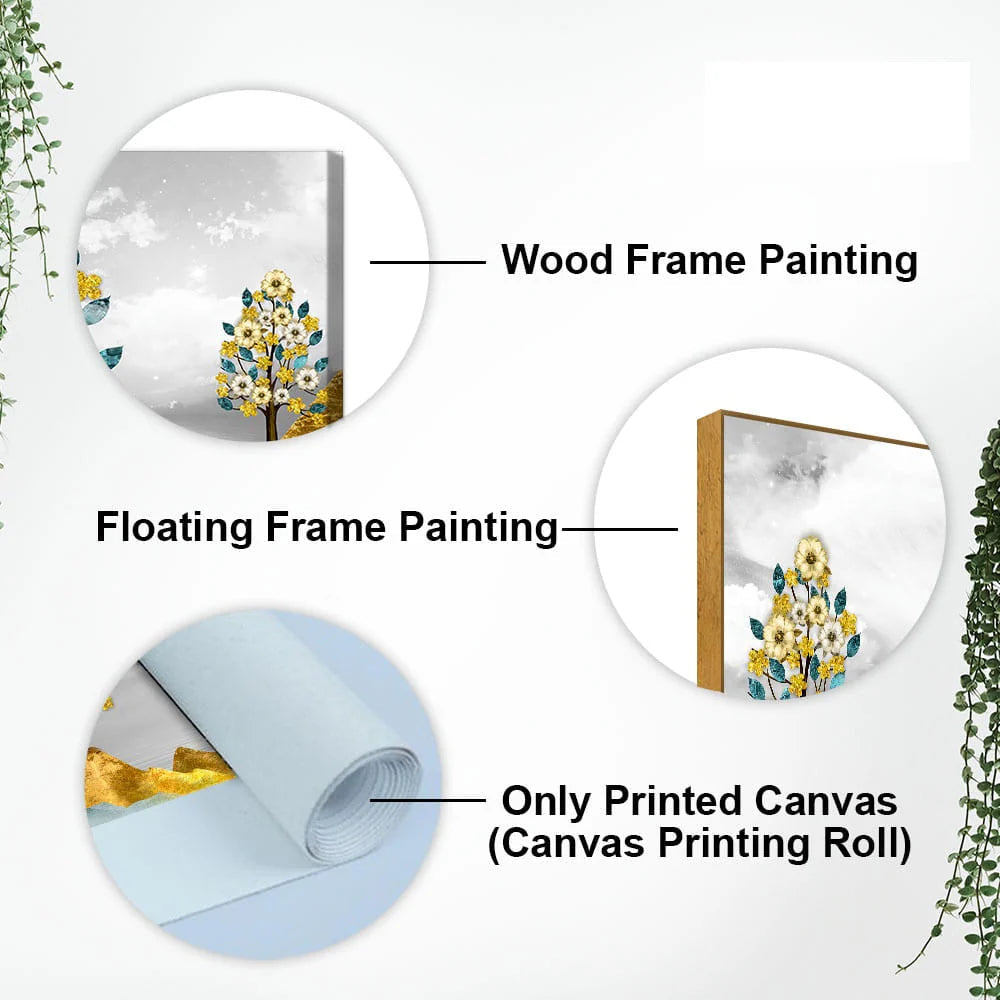 Unique Golden Trees Canvas Wall Painting DECORMANTRA