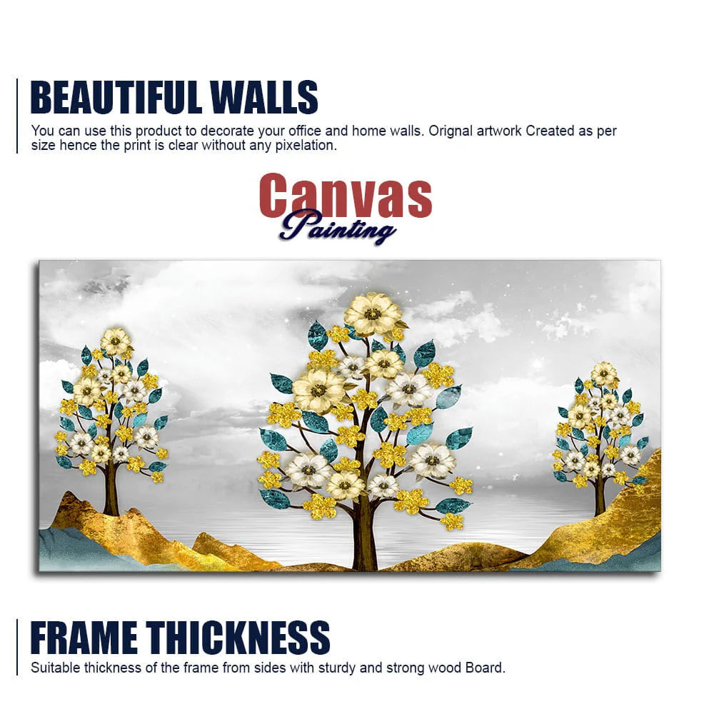 Unique Golden Trees Canvas Wall Painting DECORMANTRA