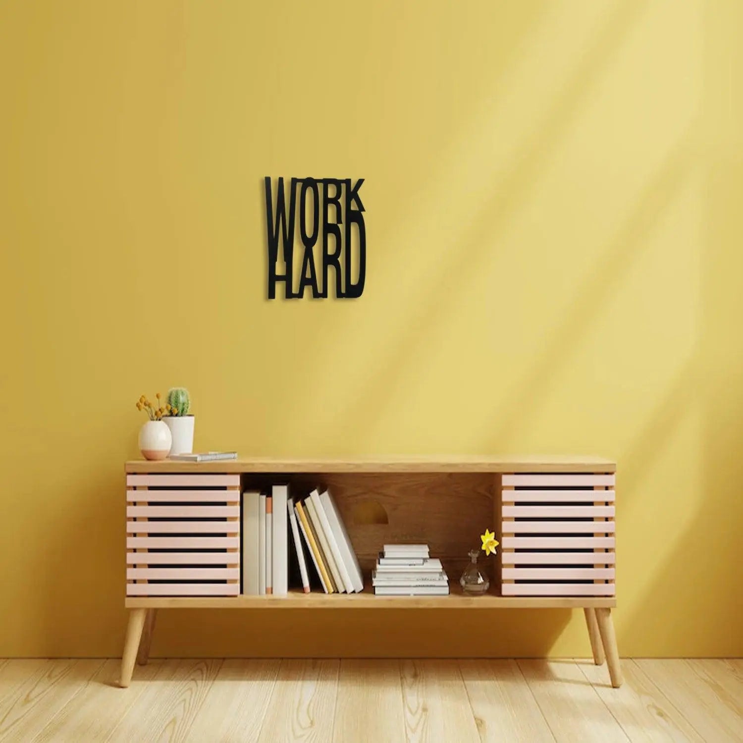 Wooden Work Hard Wall Art Panel Frame - Decor Mantra 