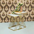 White Marble Golden Iron Stand Side Coffee Table Set of 2 - Decor Mantra 