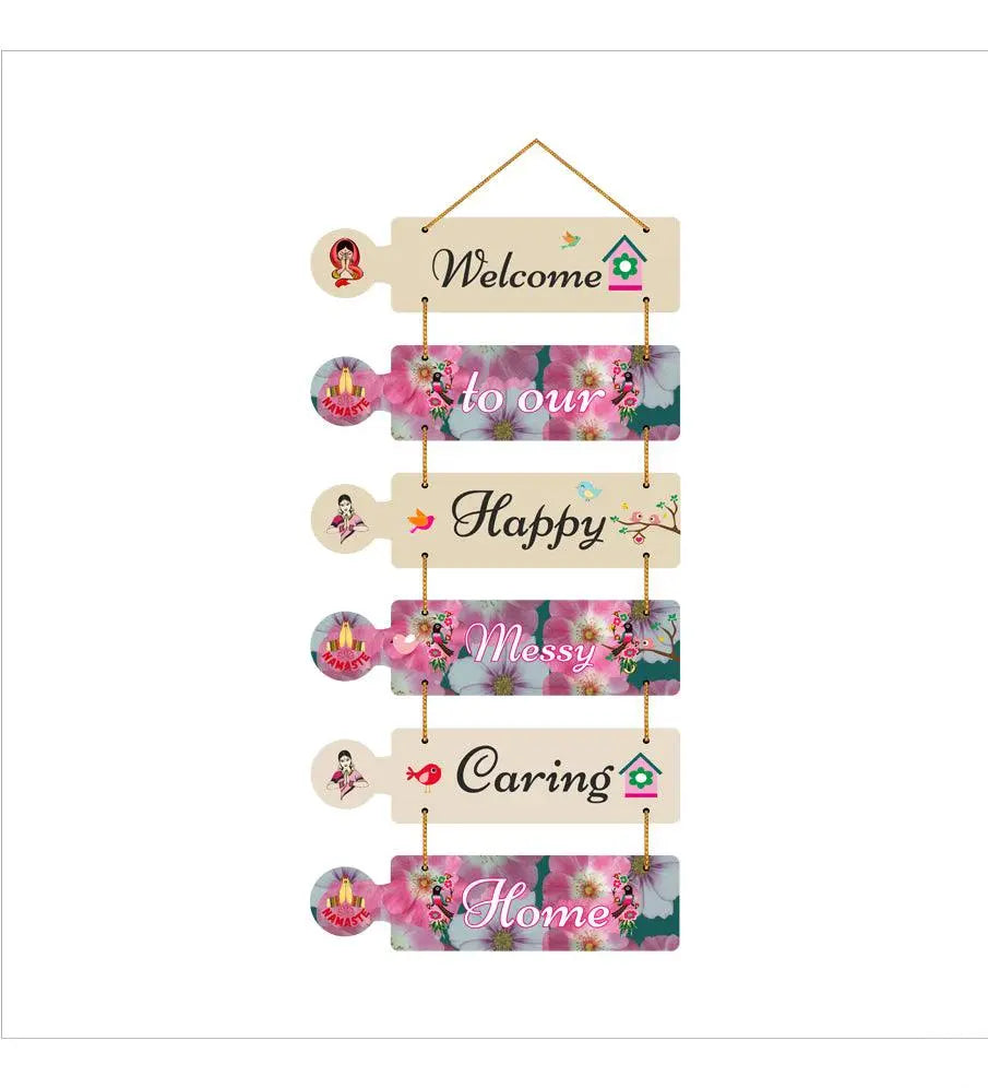 Home Quotes Decorative Wall Art MDF Wooden Wall Hanger for Living Room | Bedroom | Wall Decor | Gifts | Hangings Ornaments for Decoration | Modern Artworks (WH_6005N), Set of 6 - Decor Mantra 