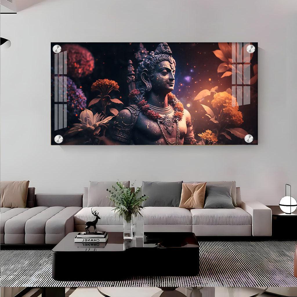 Lord Shiva and Rosary Exquisite Acrylic Horizontal Wall Art - Decor Mantra 