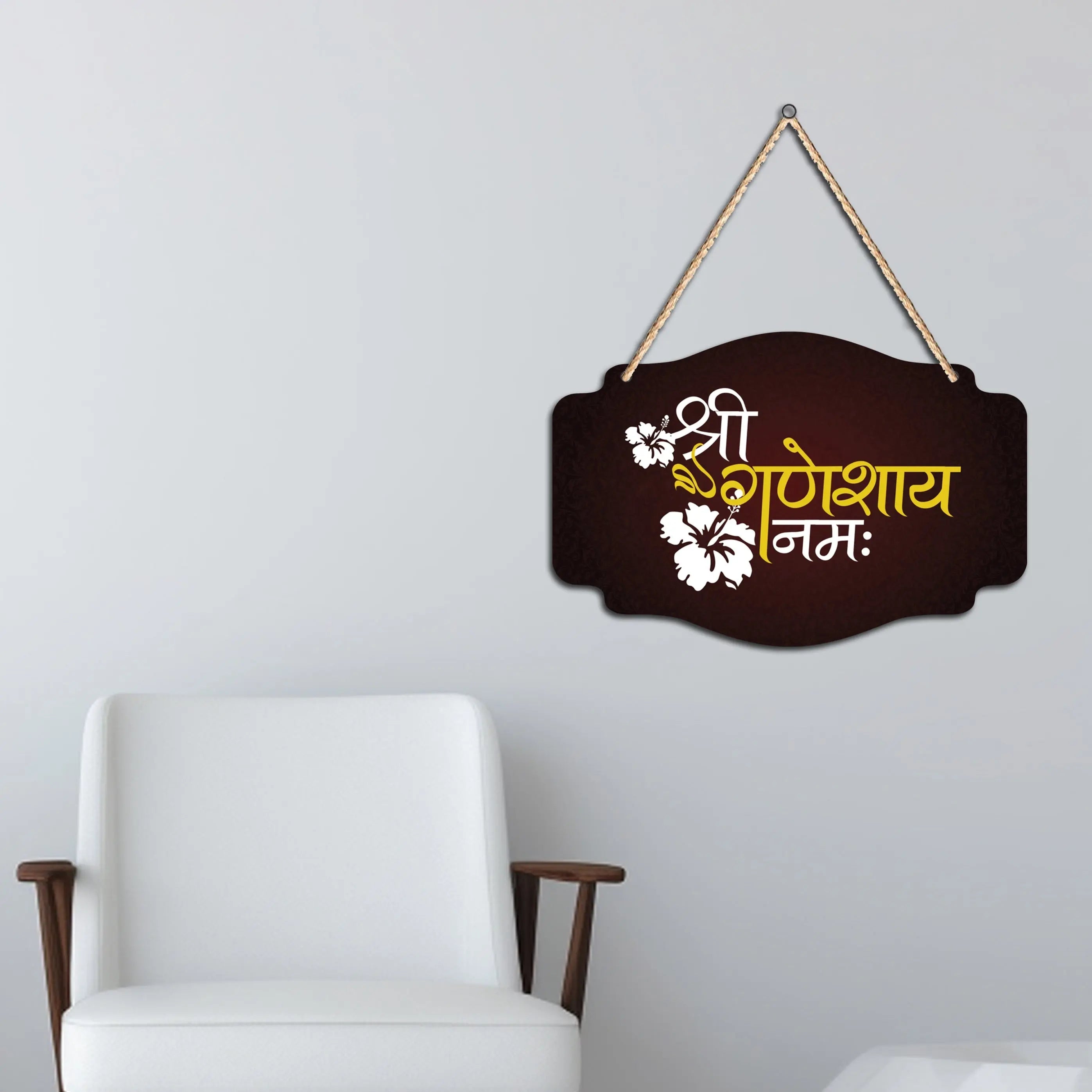 Shri Ganeshay Namah Religious Wooden Wall Hanger for Home|Office|Living Room|Gift - Harshita Craft