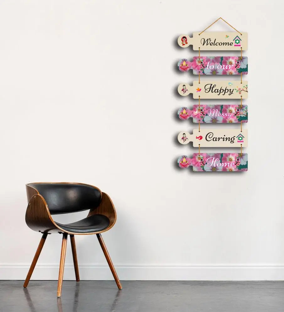 Home Quotes Decorative Wall Art MDF Wooden Wall Hanger for Living Room | Bedroom | Wall Decor | Gifts | Hangings Ornaments for Decoration | Modern Artworks (WH_6005N), Set of 6 - Decor Mantra 