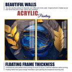 Golden Leaves Acrylic Floating Wall Painting Set of 2 - Decor Mantra 