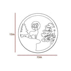 Full Moon Rounded Reindeer Backlit Wooden Wall Decor with LED Night Light - Decor Mantra 