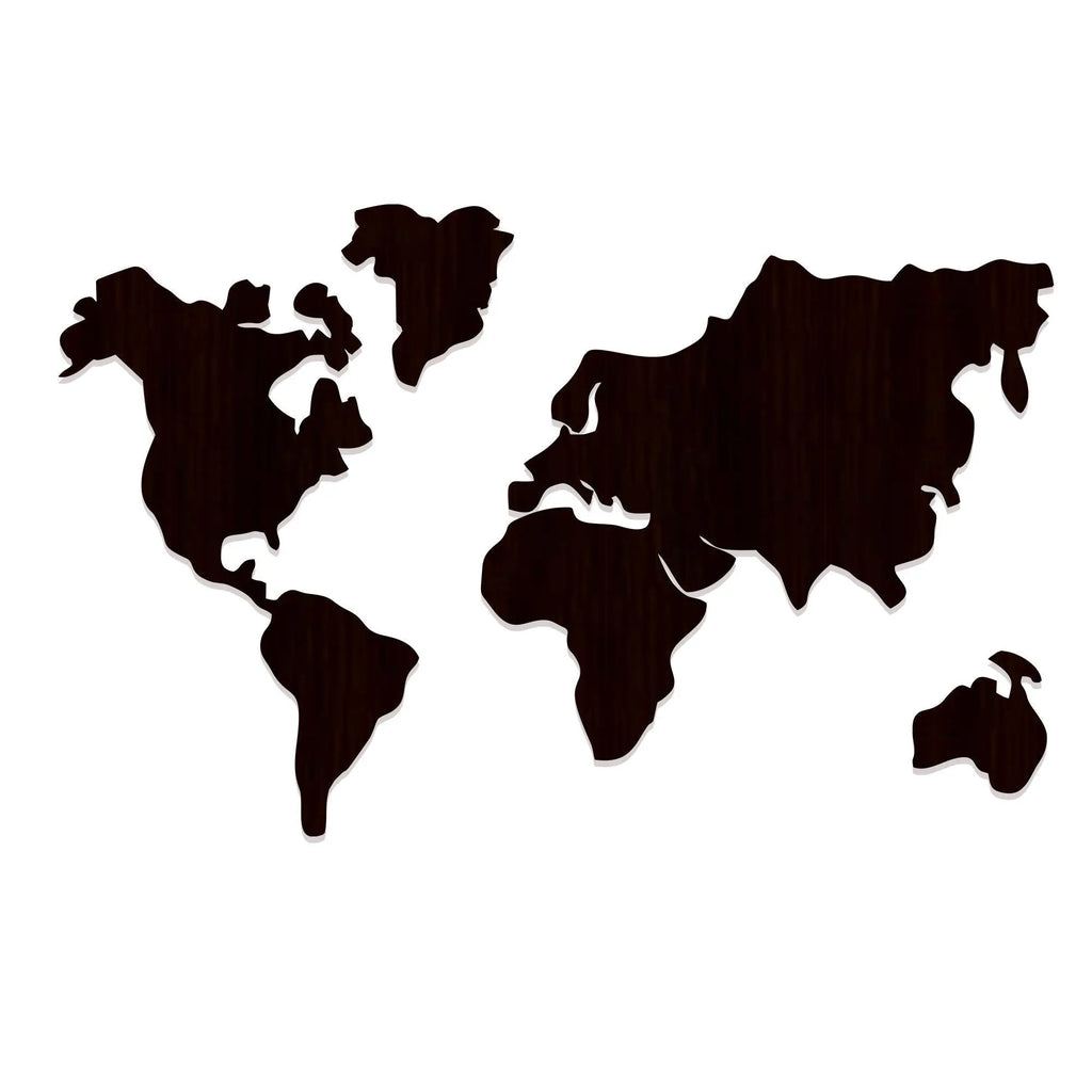 World Map Backlit Wooden Wall Decor with LED Night Light Walnut Finish - Decor Mantra 