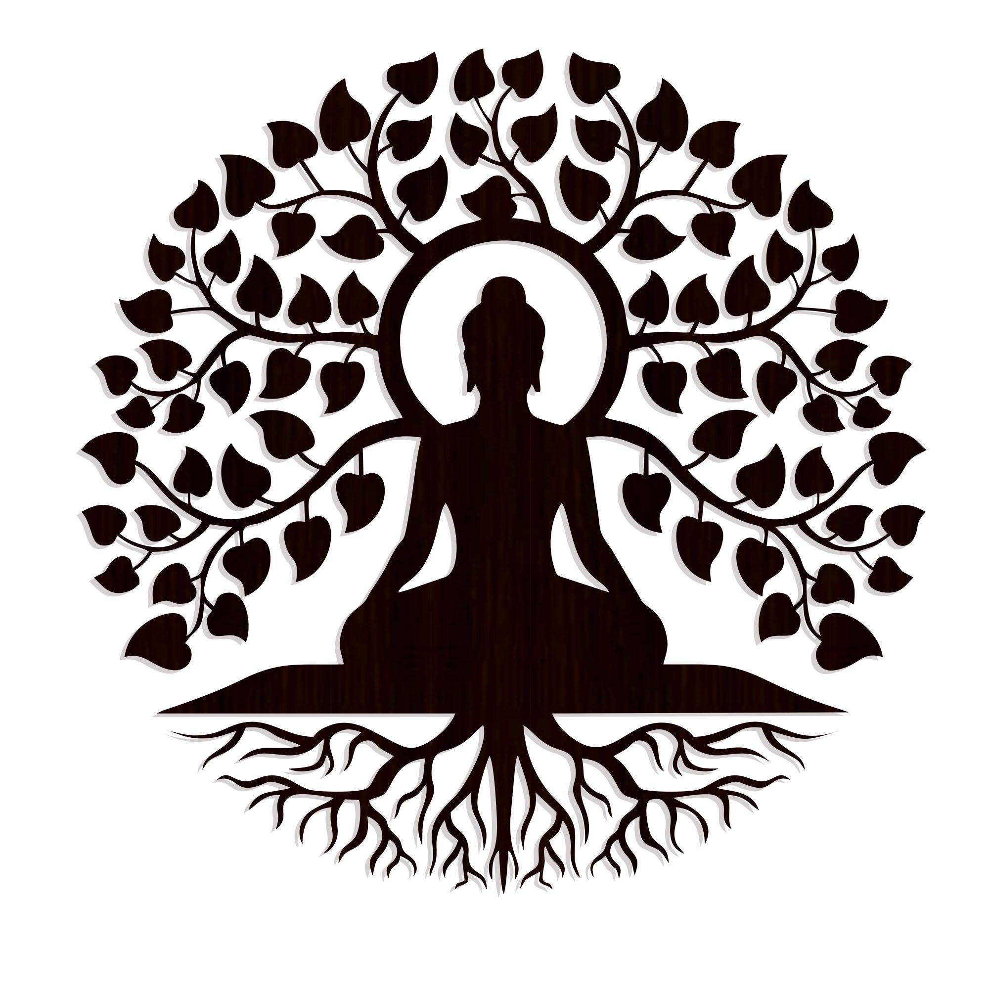 Meditating Lord Buddha Art Backlit Wooden Wall Hanging with LED Night Light Walnut Finish - Decor Mantra 