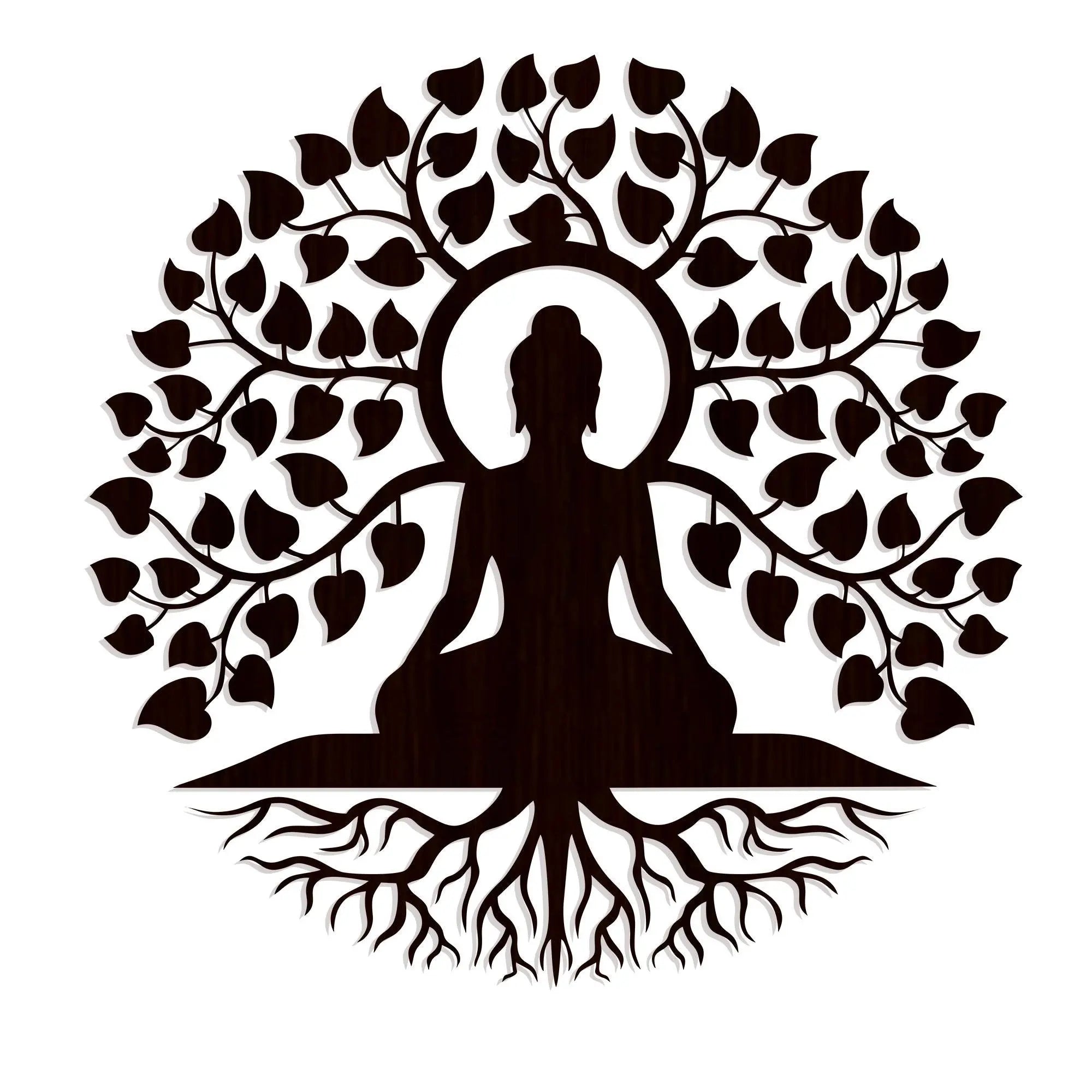 Meditating Lord Buddha Art Backlit Wooden Wall Hanging with LED Night Light Walnut Finish - Decor Mantra 