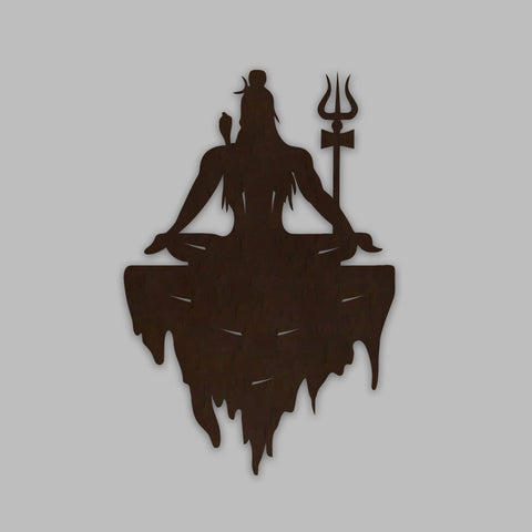 Adiyogi Mahakal Lord Shiva Premium Backlit Design Wooden Wall Hanging with LED Night Light Walnut Finish - Decor Mantra 
