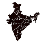 India Map Backlit Wooden Wall Decor with LED Night Light Walnut Finish - Decor Mantra 