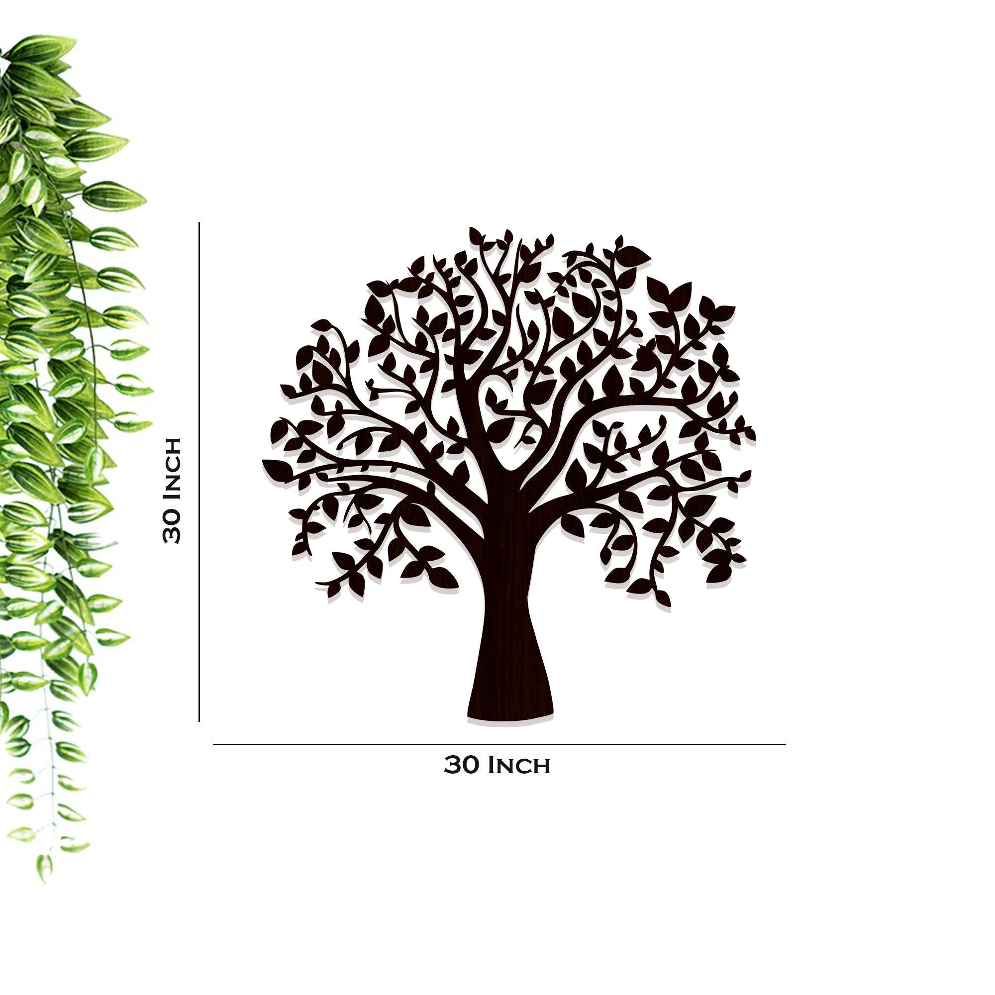 Glowing Tree Backlit Wooden Wall Art with LED Night Light Walnut Finish - Decor Mantra 