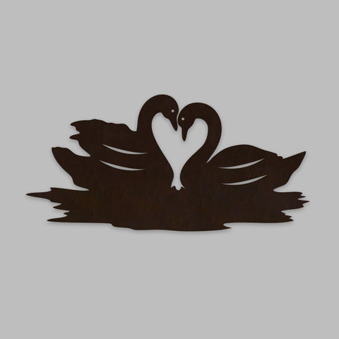 Loving Pair of Swan Backlit Wooden Wall Decor with LED Night Light Walnut Finish - Decor Mantra 