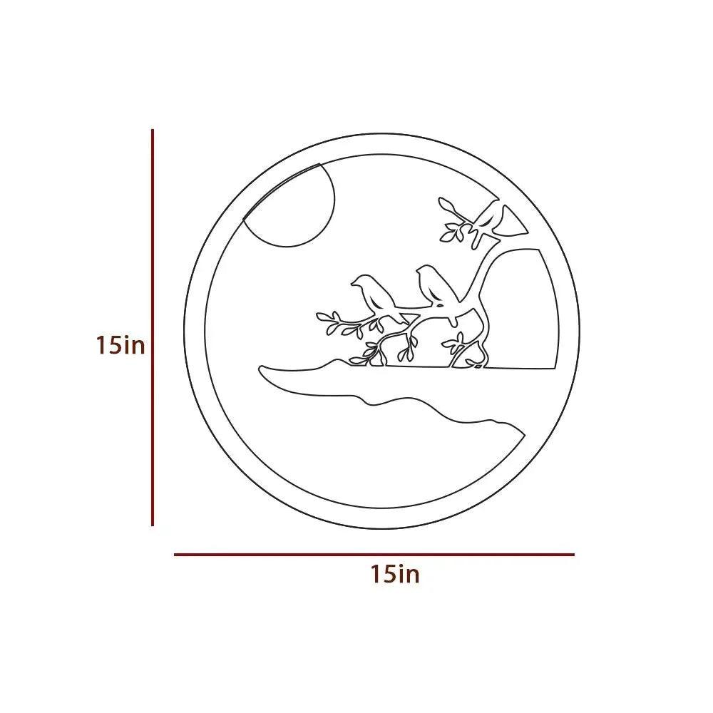 Chirping Birds Rounded Backlit Wooden Wall Decor with LED Night Light - Decor Mantra 