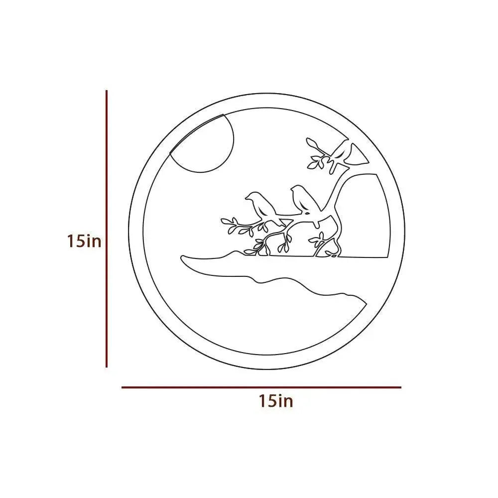 Chirping Birds Rounded Backlit Wooden Wall Decor with LED Night Light - Decor Mantra 