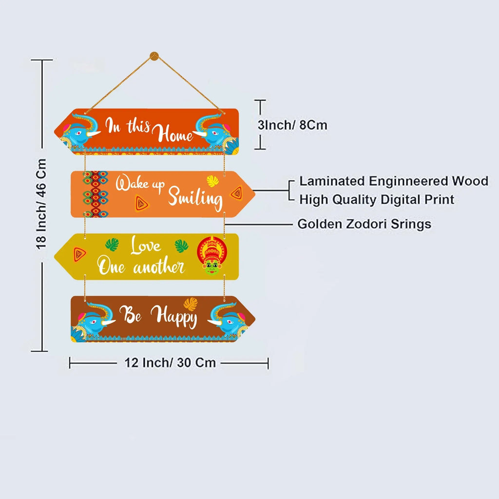 Be Happy Home Quotes Decorative Wall Art MDF Wooden Wall Hanger for Livingroom|Bedroom|Gifts|Wall Hangings for Home Decoration|Modern Decor Items|Artworks Wall - Harshita Craft