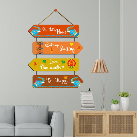 Be Happy Home Quotes Decorative Wall Art MDF Wooden Wall Hanger for Livingroom|Bedroom|Gifts|Wall Hangings for Home Decoration|Modern Decor Items|Artworks Wall