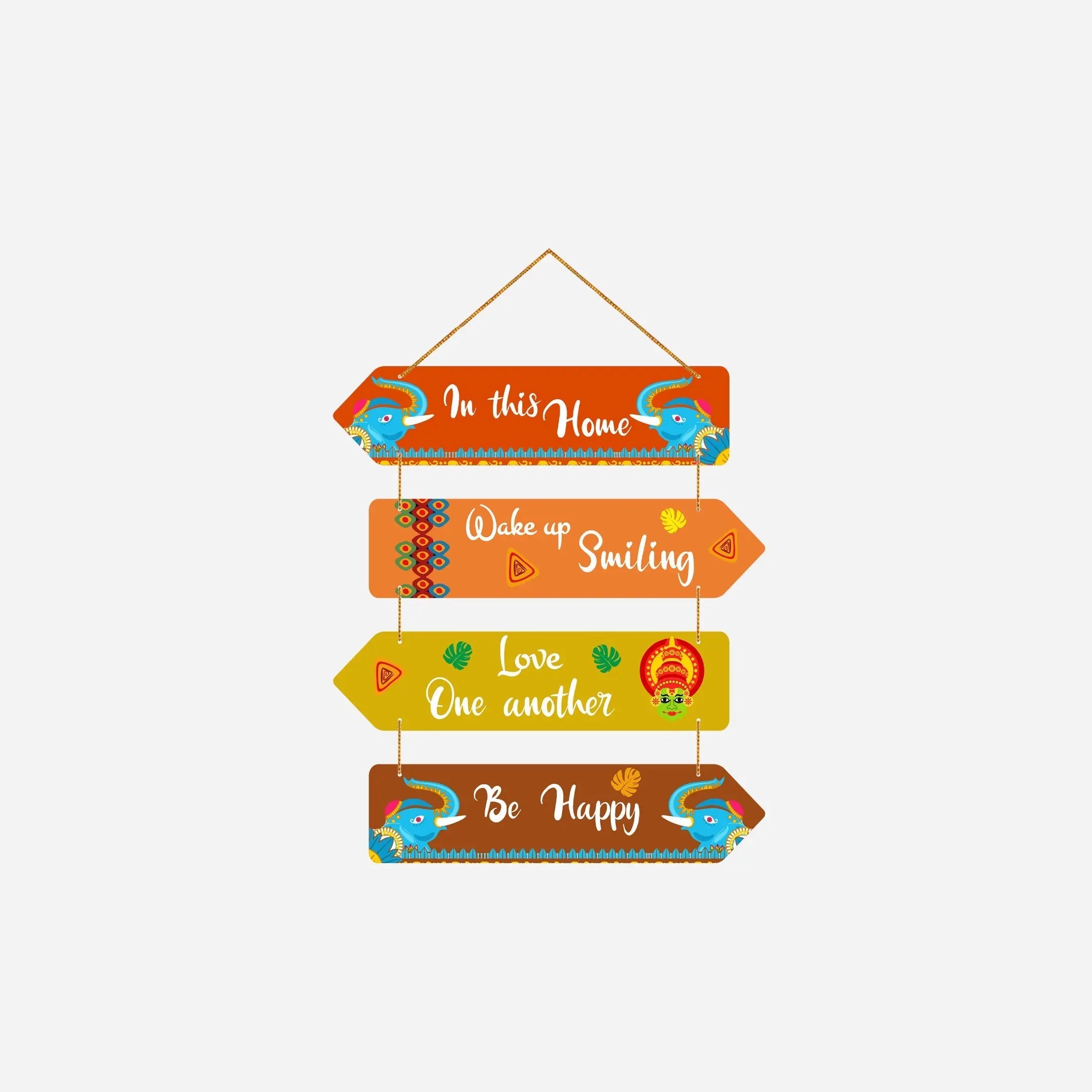 Be Happy Home Quotes Decorative Wall Art MDF Wooden Wall Hanger for Livingroom|Bedroom|Gifts|Wall Hangings for Home Decoration|Modern Decor Items|Artworks Wall - Harshita Craft