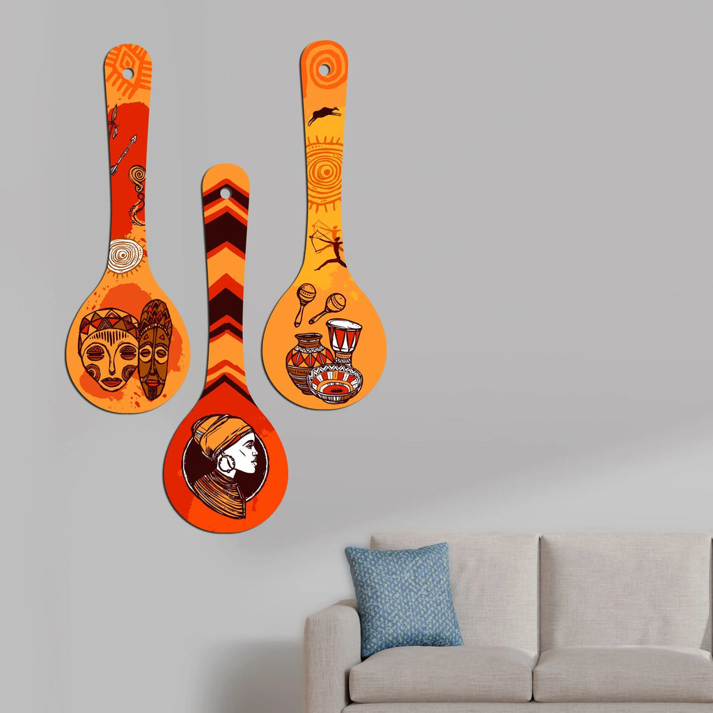 Ancient Egyptian Art Wooden Wall Hanger Spoons for Home|Office|Living Room|Gift Wall Decoration - Harshita Craft