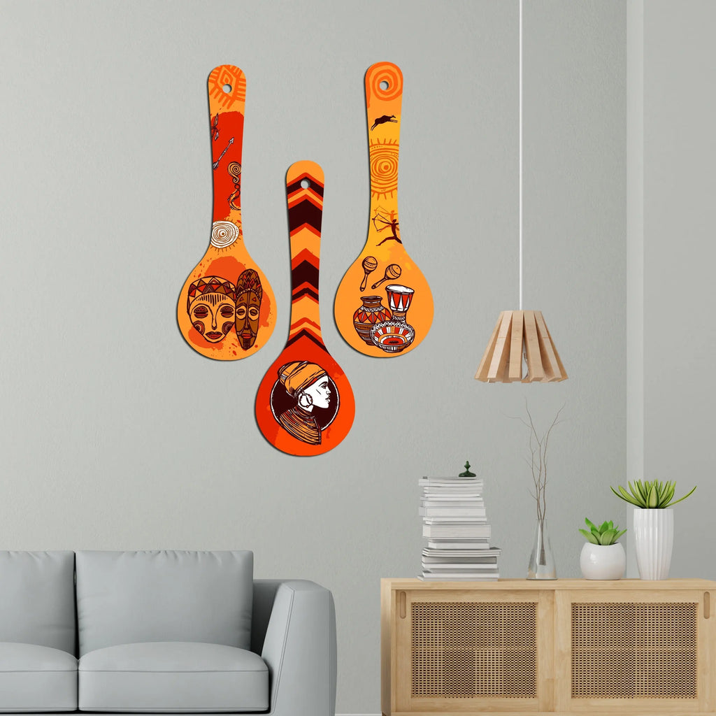 Ancient Egyptian Art Wooden Wall Hanger Spoons for Home|Office|Living Room|Gift Wall Decoration - Harshita Craft