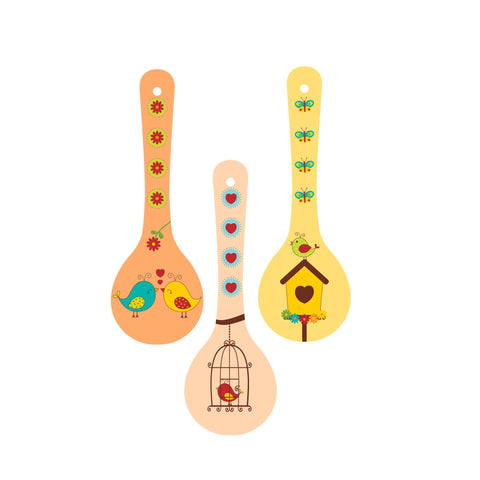 Beautiful Birds Wooden Wall Hanger Spoons for Home|Office|Living Room|Gift Wall Decoration
