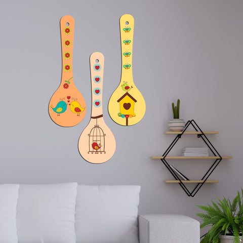 Beautiful Birds Wooden Wall Hanger Spoons for Home|Office|Living Room|Gift Wall Decoration