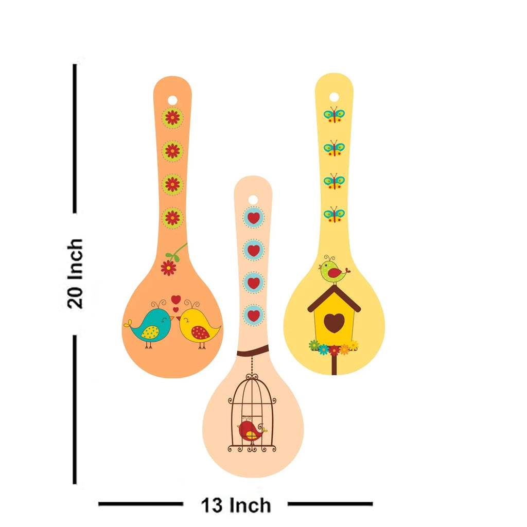 Beautiful Birds Wooden Wall Hanger Spoons for Home|Office|Living Room|Gift Wall Decoration - Harshita Craft