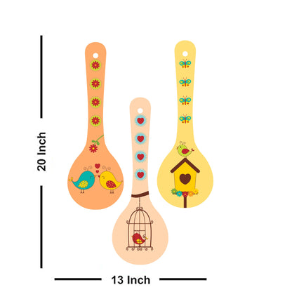 Beautiful Birds Wooden Wall Hanger Spoons for Home|Office|Living Room|Gift Wall Decoration