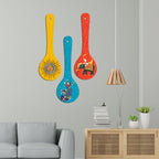Madhubani Art Wooden Wall Hanger Spoons for Home|Office|Living Room|Gift Wall Decoration - Harshita Craft