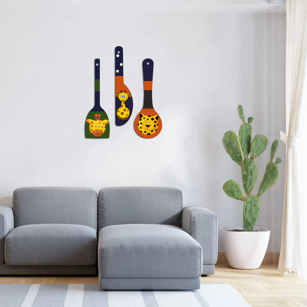 Animal Art Wooden Wall Hanger Spoons for Home|Office|Living Room|Gift Wall Decoration - Harshita Craft