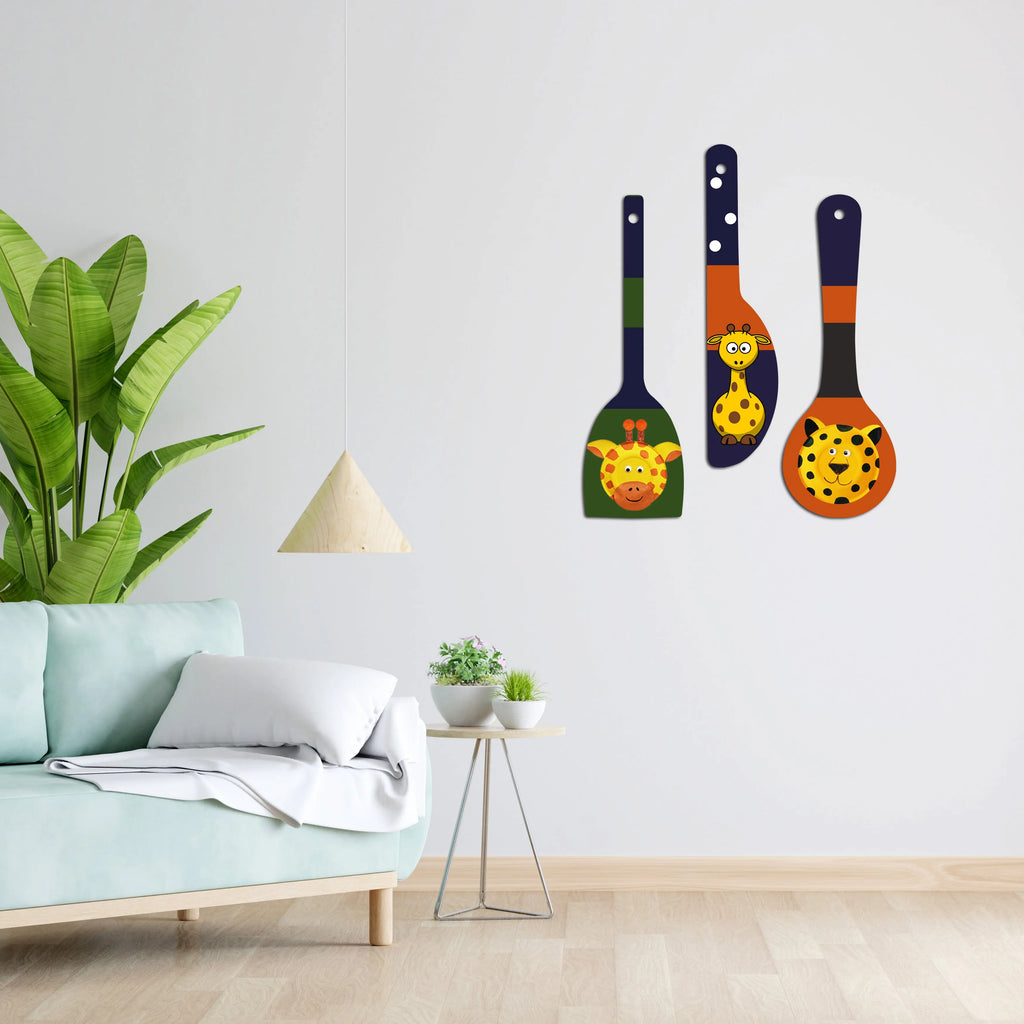 Animal Art Wooden Wall Hanger Spoons for Home|Office|Living Room|Gift Wall Decoration - Harshita Craft