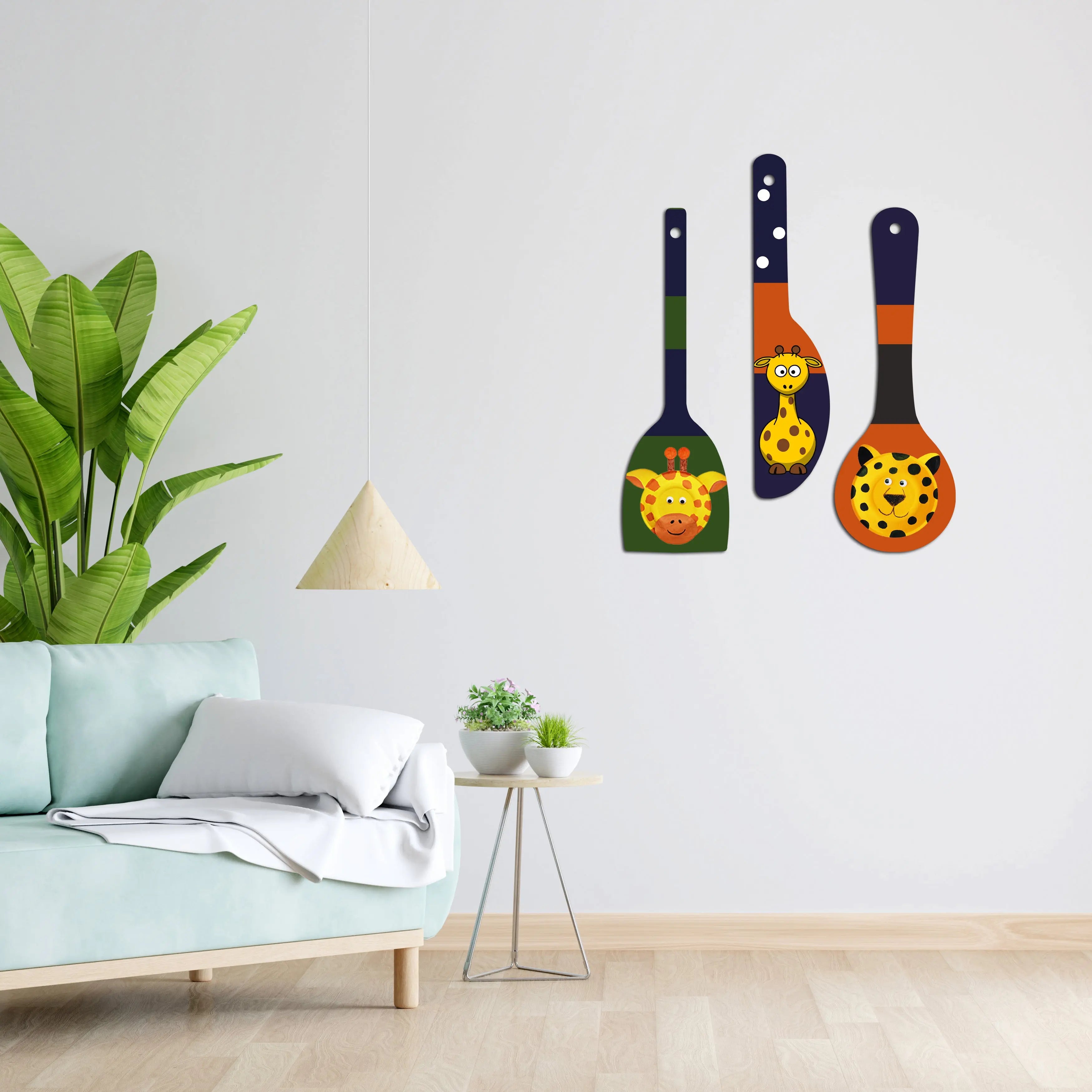 Animal Art Wooden Wall Hanger Spoons for Home|Office|Living Room|Gift Wall Decoration - Harshita Craft