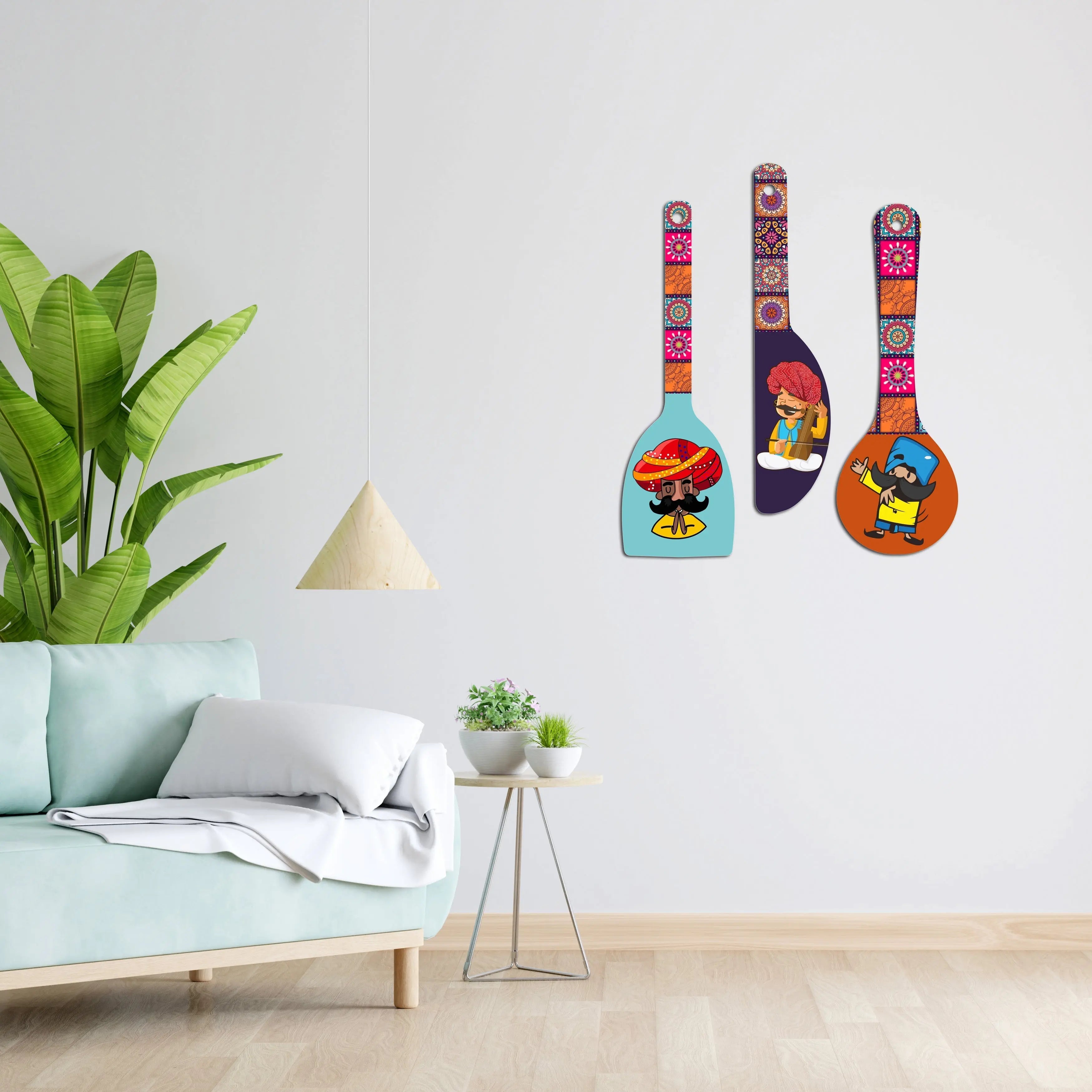 Wooden Wall Hanger for Home | Office | Living Room | Gift | Modern Decoration Items | Kitchen Wall Decor |Rajasthani Culture Home Decor Hanging Items - Harshita Craft