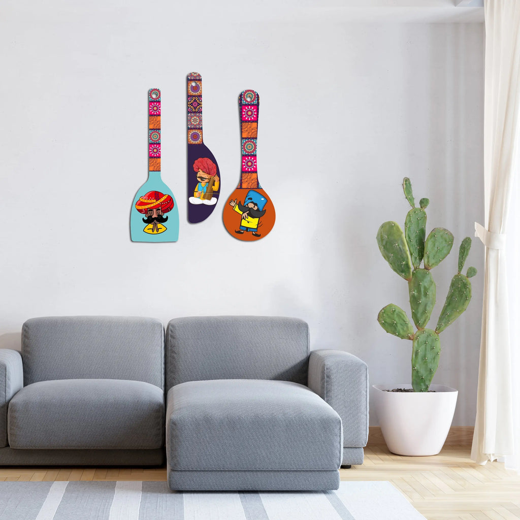Wooden Wall Hanger for Home | Office | Living Room | Gift | Modern Decoration Items | Kitchen Wall Decor |Rajasthani Culture Home Decor Hanging Items - Harshita Craft