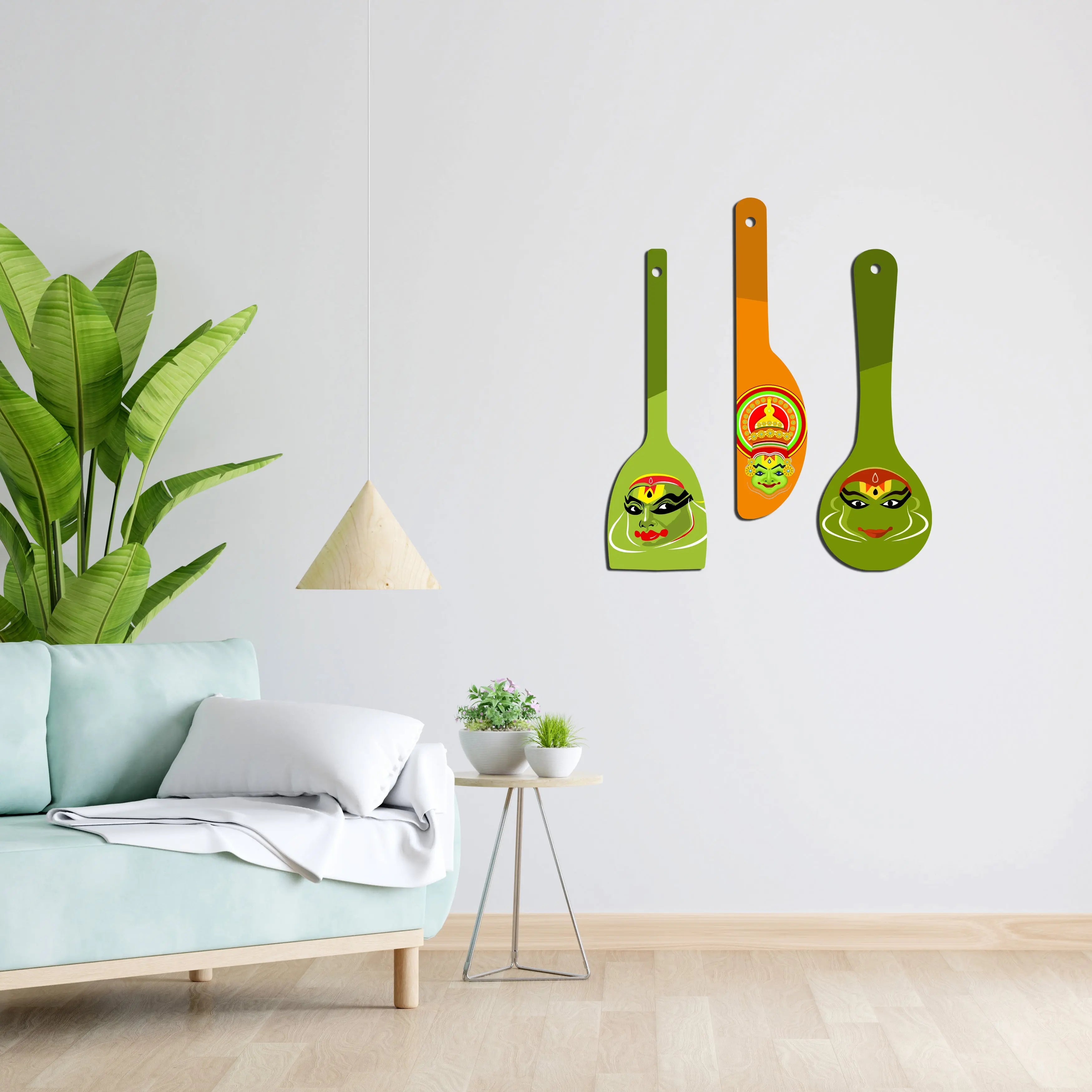 Kathakali Wooden Wall Hanger for Home | Office | Living Room | Gift | Modern Decoration Items | Kitchen Wall Decor - Harshita Craft