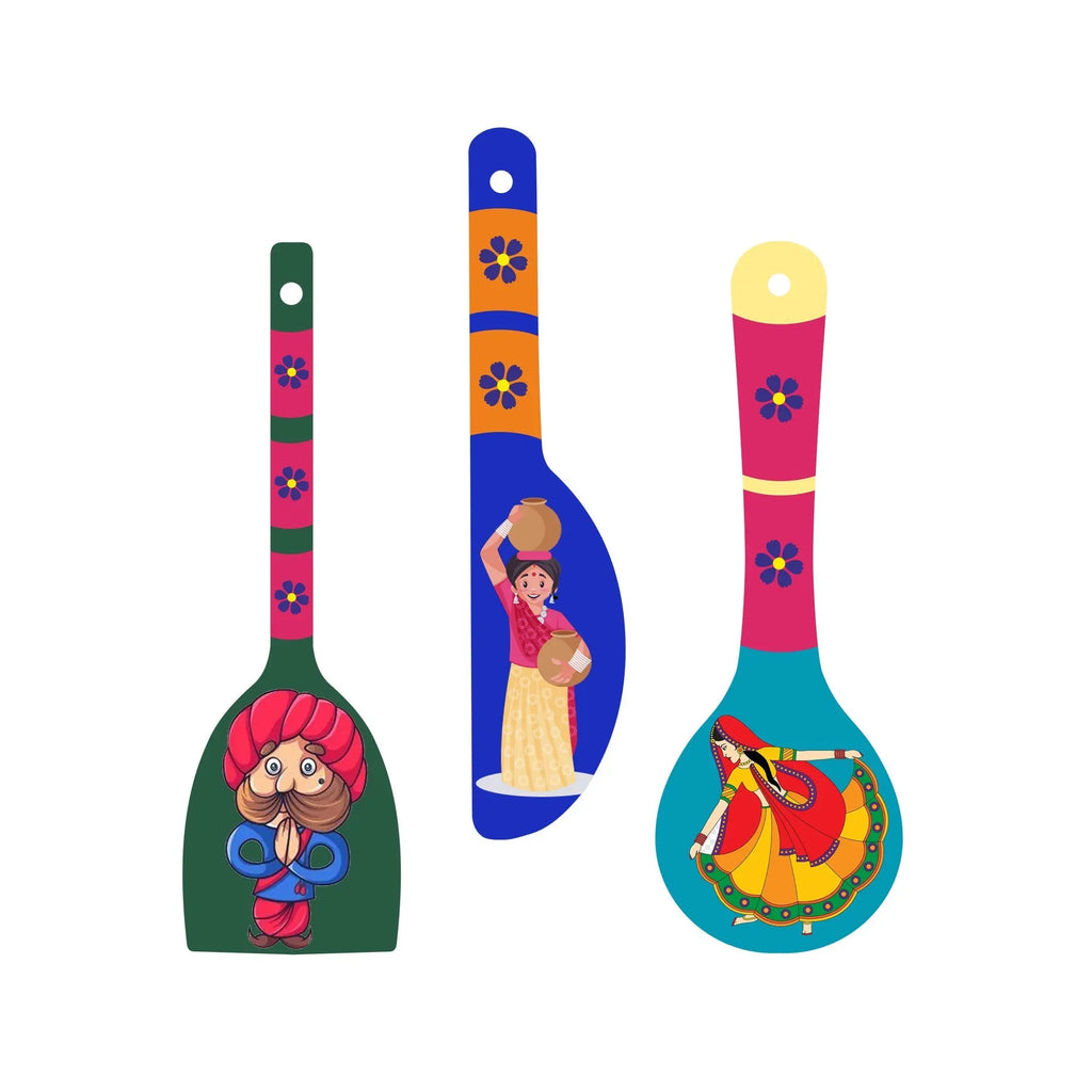 Beautiful Art Wooden Wall Hanger Spoons for Home|Office|Living Room|Gift Wall Decoration - Harshita Craft