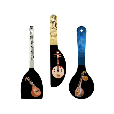 Fabaura Music Instrument Decorative Wooden Wall Hanging Spoons for Office (WH_5019N-F) Pack of 3