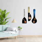 Fabaura Music Instrument Decorative Wooden Wall Hanging Spoons for Office (WH_5019N-F) Pack of 3 - Harshita Craft