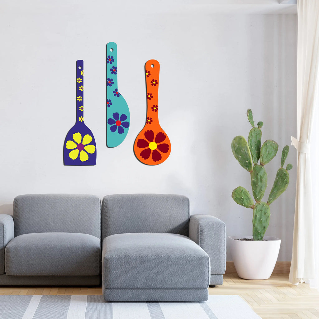 Flower Art Wooden Wall Hanger Spoons for Home|Office|Living Room|Gift Wall Decoration - Harshita Craft