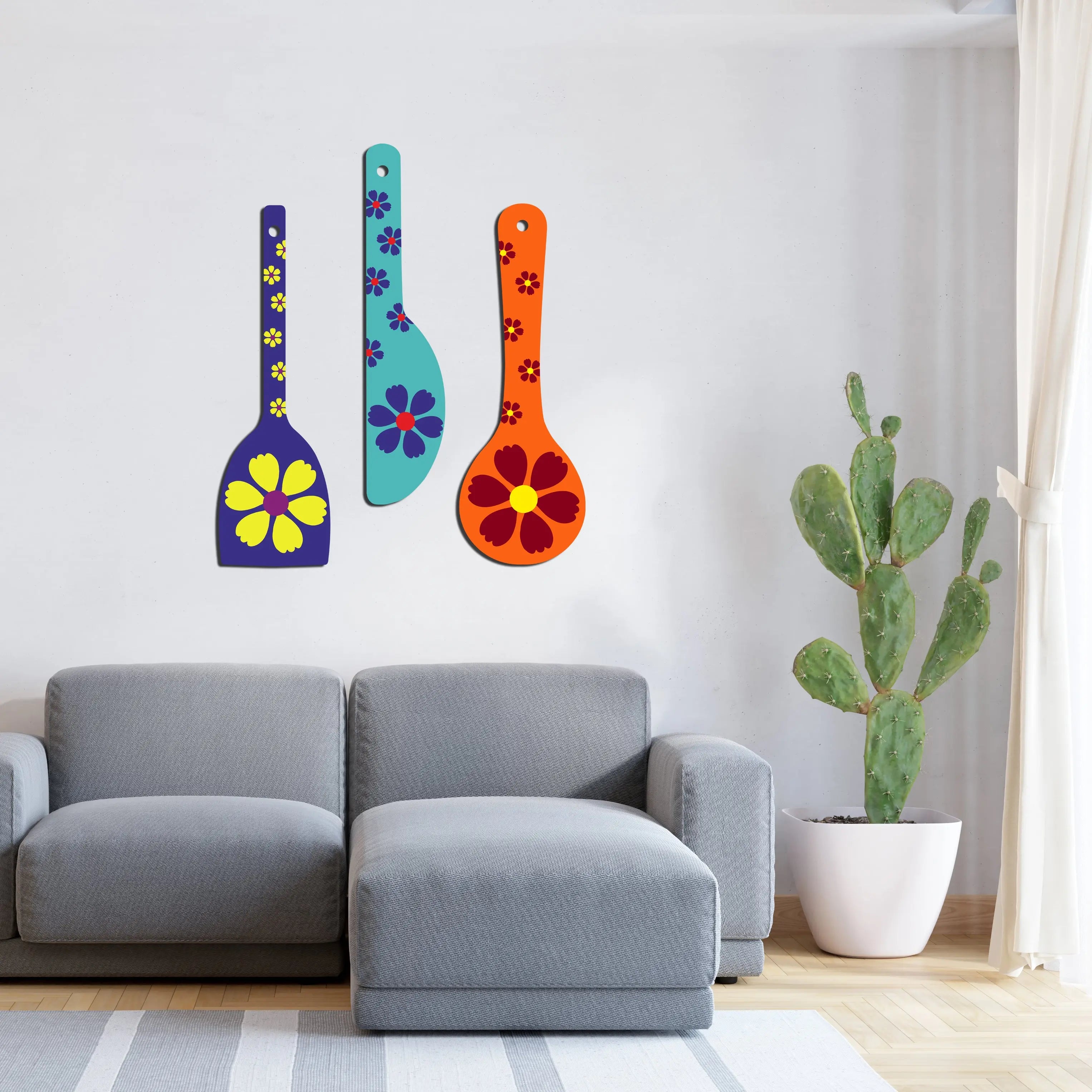 Flower Art Wooden Wall Hanger Spoons for Home|Office|Living Room|Gift Wall Decoration - Harshita Craft
