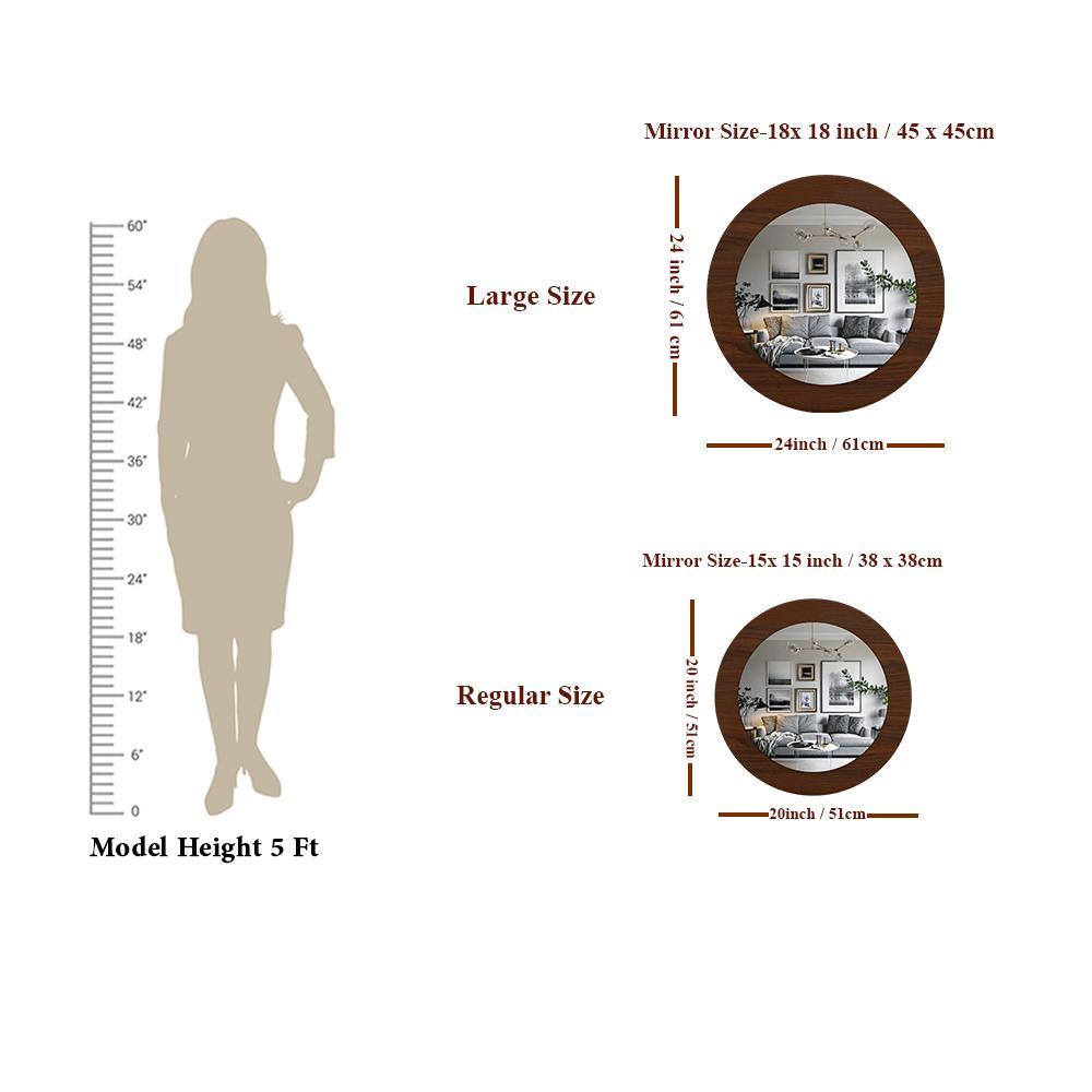 Artistic Decorative Rounded Shape Wooden Wall Mirror - Decor Mantra 